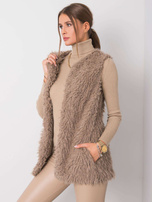 Ciemnobeżowa futrzana kamizelka Sybille