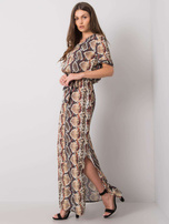 Beżowa sukienka z printami Meriem