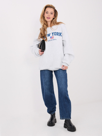 Jasnoszara dresowa bluza oversize z nadrukiem