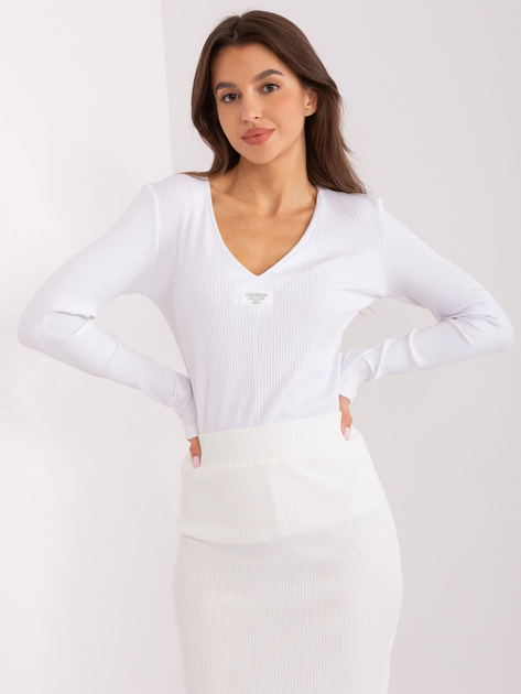 Hurt Biała dopasowana bluzka longsleeve z bawełny