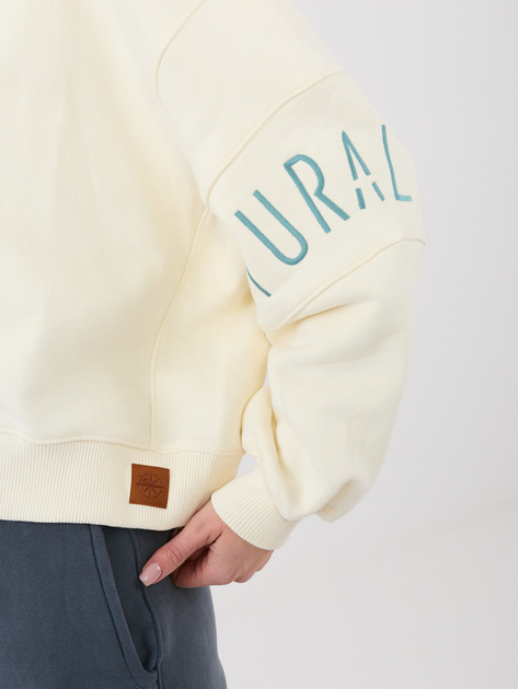 Ecru dresowa bluza z bufiastymi rękawami NATURAL SIDE