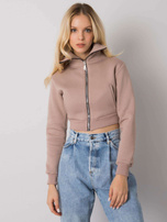 Ciemnobeżowa krótka rozpinana bluza dresowa Ann RUE PARIS 