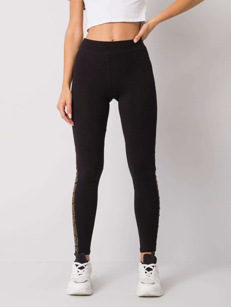 Czarno-złote legginsy z lampasami Akemi RUE PARIS