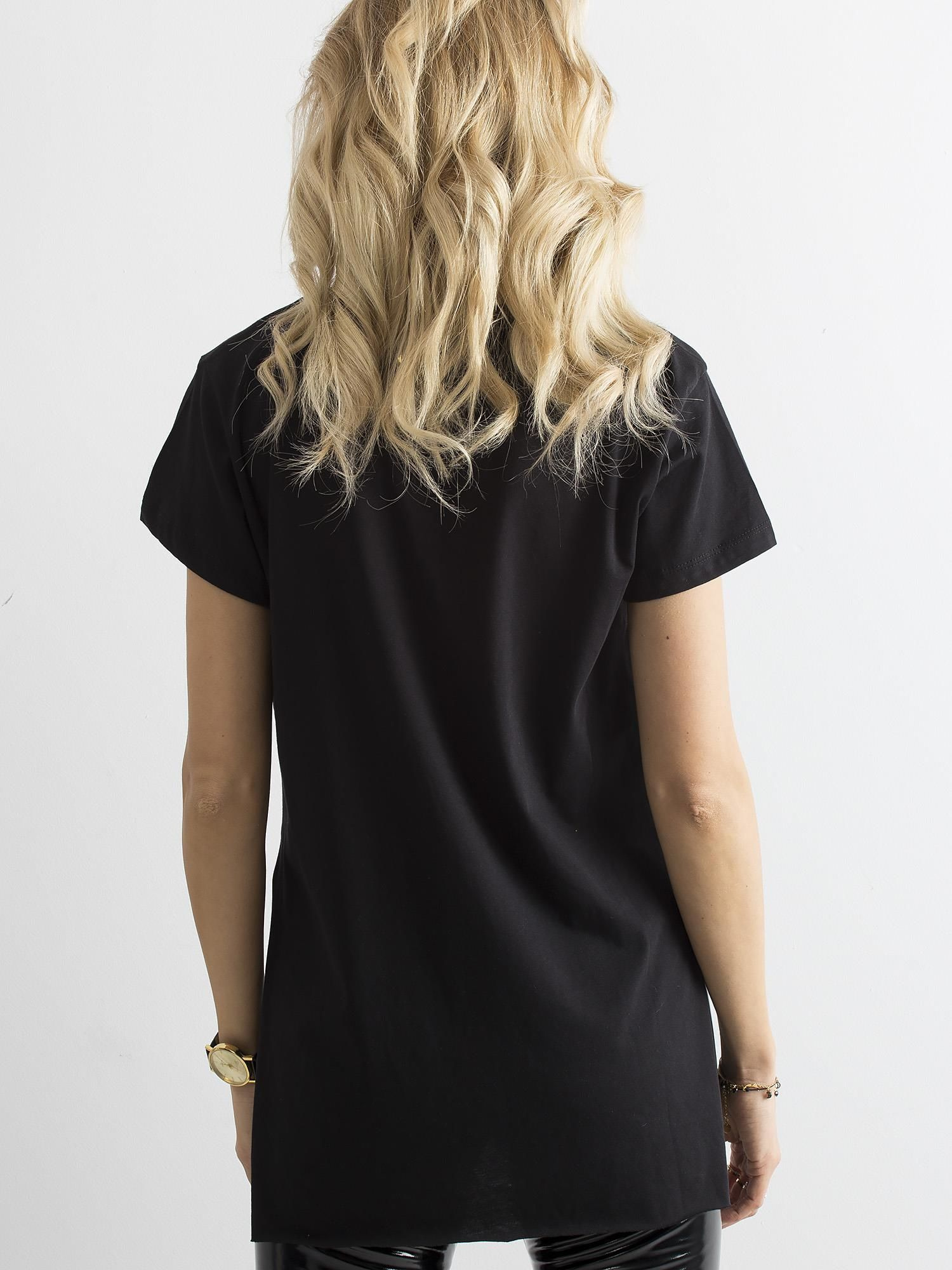 Schwarzes Baumwoll-T-Shirt für Damen.