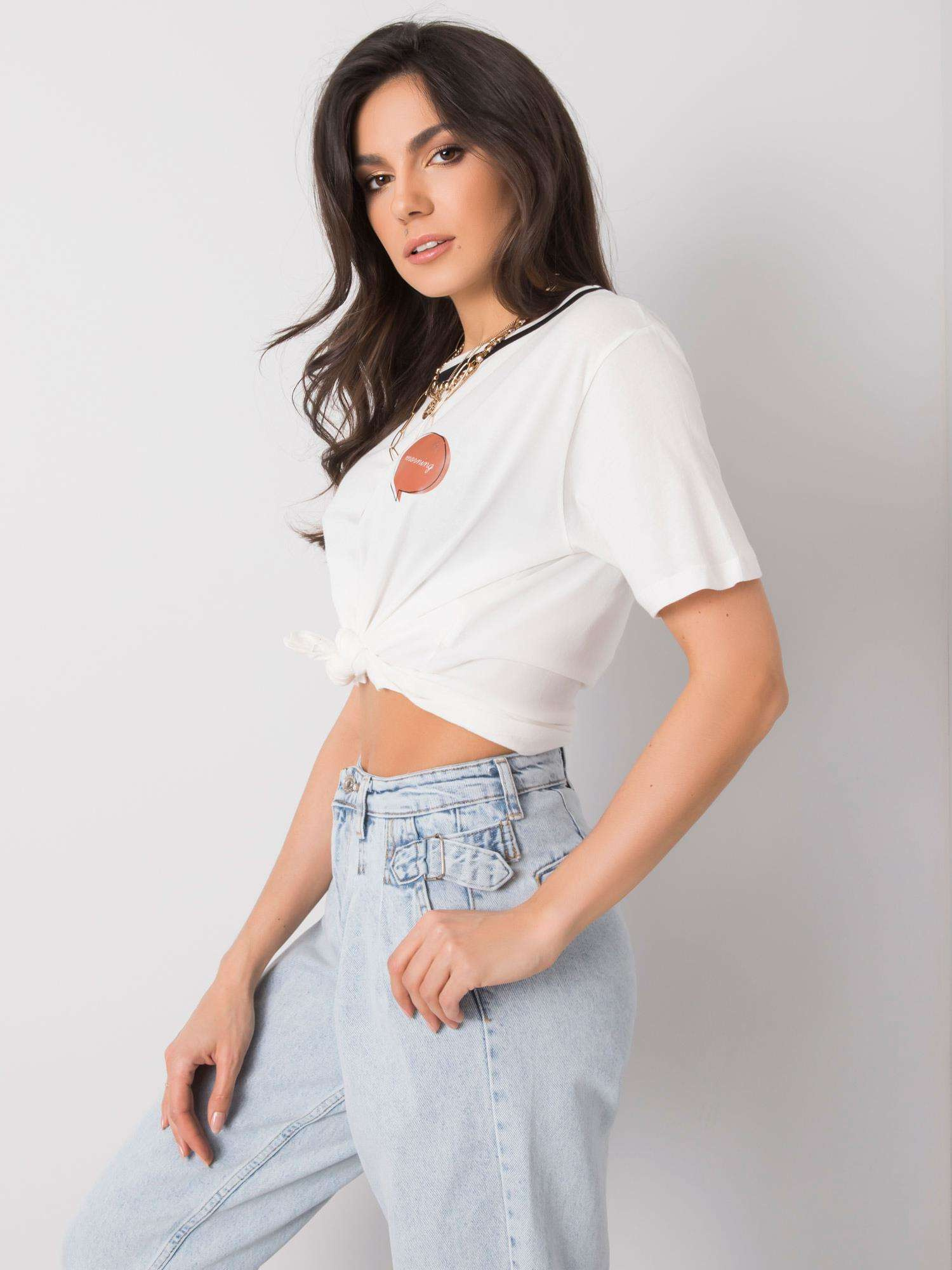 Ecru t-shirt bawełniany Elianna RUE PARIS
