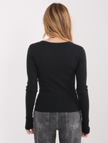 Czarna dopasowana bluzka basic z bawełny