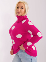 Hurt Fuksjowy sweter plus size w grochy