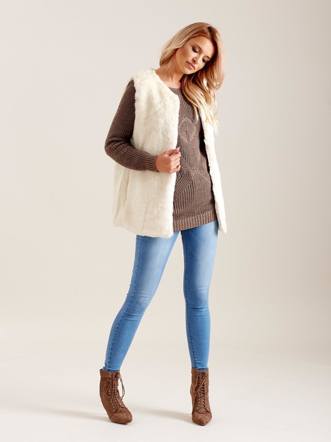 Ecru puszysta kamizelka