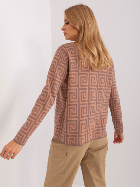 Hurt Brązowo-camelowy wzorzysty sweter z golfem