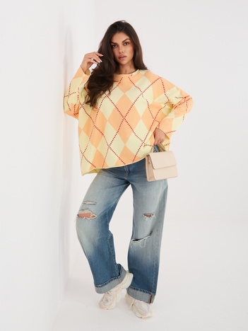 Jasnożółto-pomarańczowa bluza oversize bez kaptura