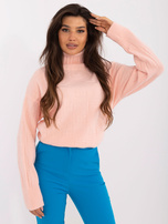 Hurtownia Brzoskwiniowy sweter golf ze ściągaczami