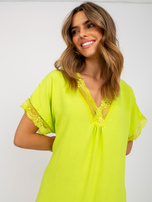 Limonkowa sukienka oversize z wiskozą 