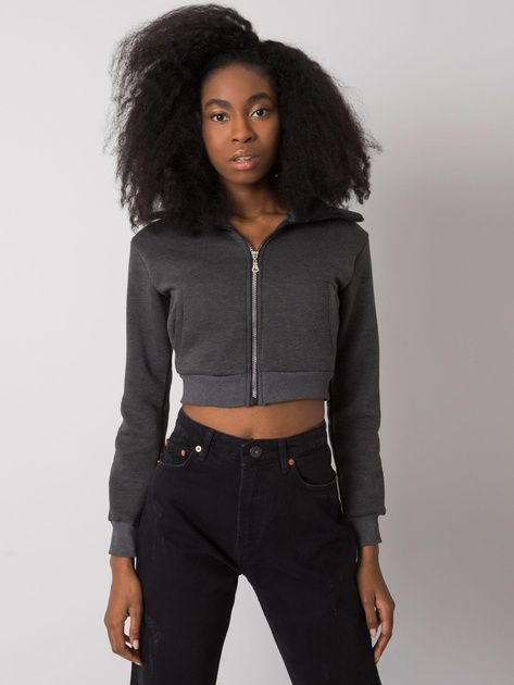 Ciemnoszara melanżowa krótka rozpinana bluza dresowa Ann RUE PARIS