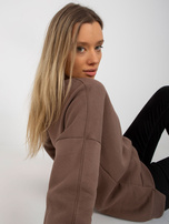 Hurtownia Brązowa dresowa bluza basic z długim rękawem