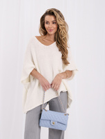 Ecru damski sweter oversize z rękawem 3/4