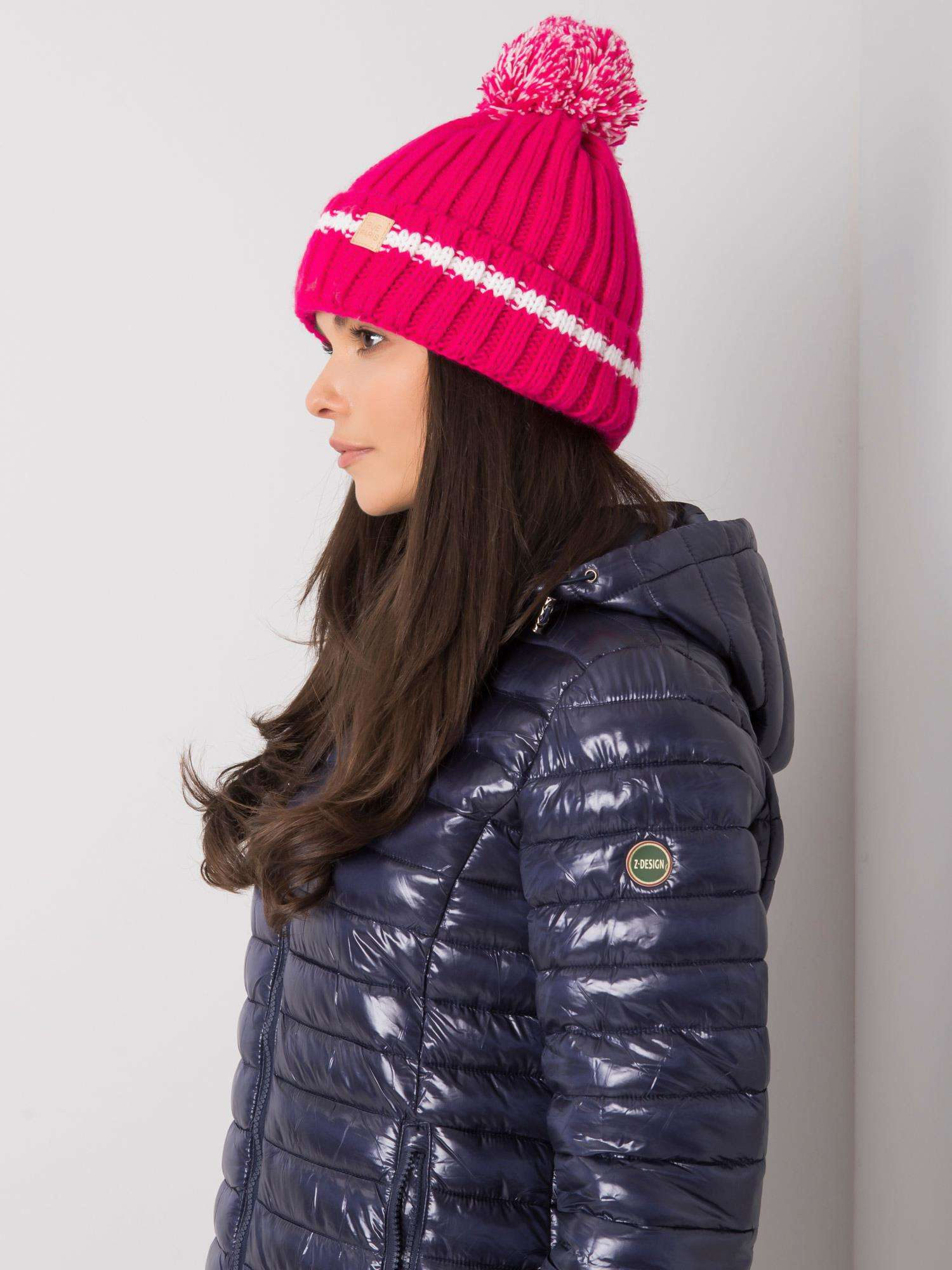 Pink hat with pompom