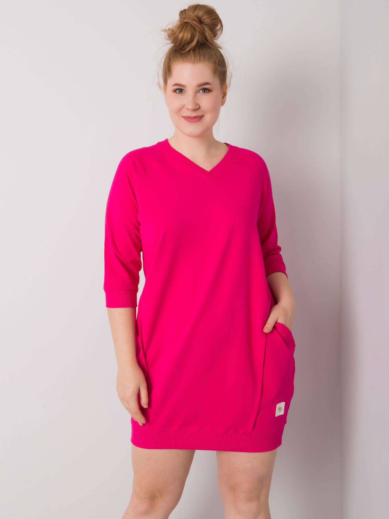 Fuksjowa bawełniana sukienka plus size Karissa