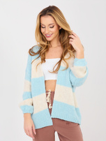 Pastelowy niebieski damski kardigan bez zapięcia