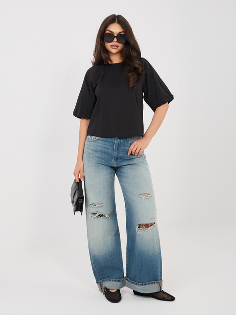 Czarna damska bluzka o luźnym kroju SUBLEVEL