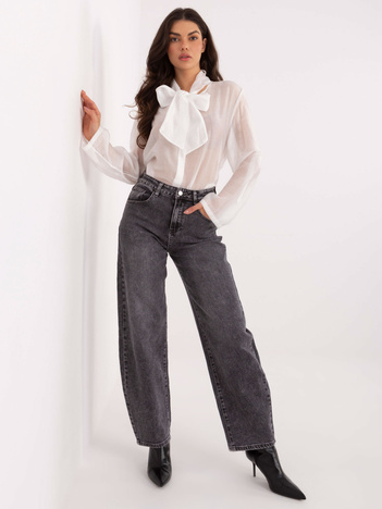 Ciemnoszare jeansowe spodnie baloon fit