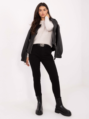 Czarne damskie jeansy skinny z wysokim stanem