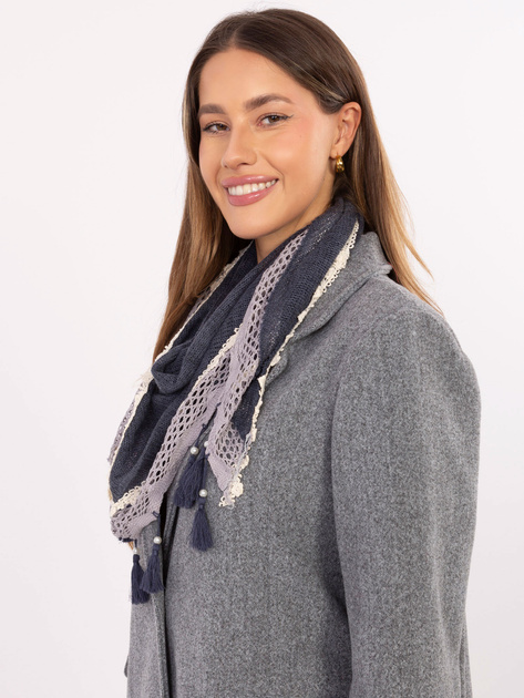 Ciemnoniebieska trójkątna chusta z wiskozy