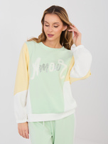 Pistacjowy kolorowy komplet z szerokimi spodniami RUE PARIS 