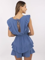 Schmutzigblauer Sommeroverall aus Musselin.