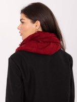 Red long scarf with fringes.