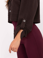 Ciemnobrązowa krótka kurtka jeansowa RUE PARIS