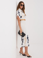 Granatowa midi sukienka z krótkim rękawem