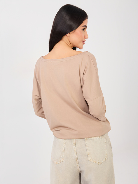 Ciemnobeżowa bawełniana bluzka basic RUE PARIS