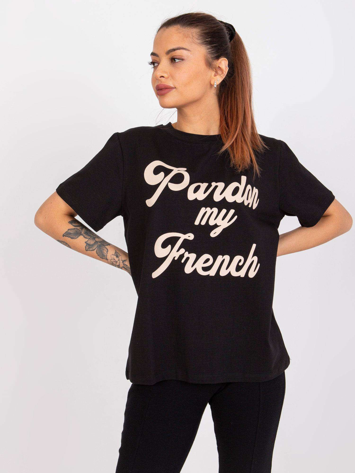 Czarny damski t-shirt z napisem Jade