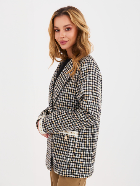 Czarno-żółta marynarka w drobną kratkę tweedową