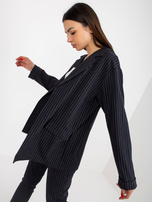 Hurt Granatowa elegancka marynarka od garnituru z paskiem