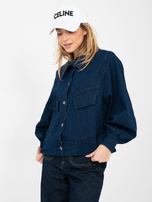 Granatowa jeansowa kurtka z kieszeniami RUE PARIS 