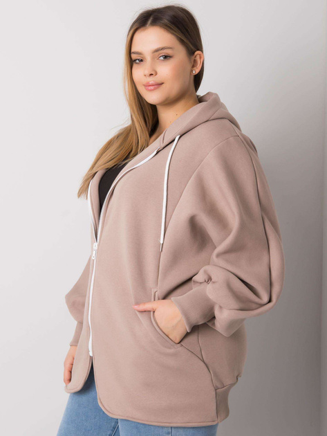 Ciemnobeżowa bluza plus size z kapturem Ella