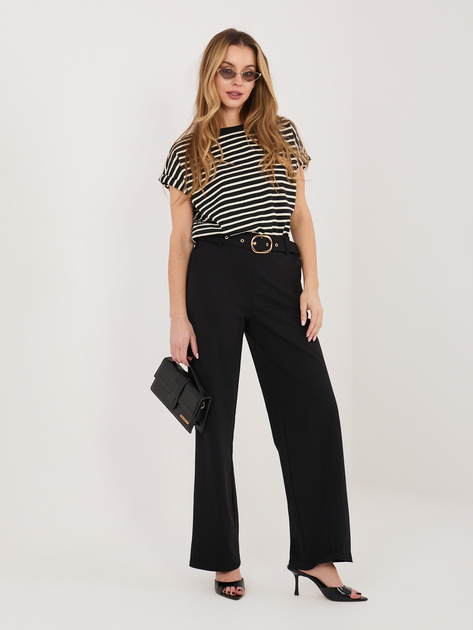 Czarne eleganckie spodnie straight leg RUE PARIS