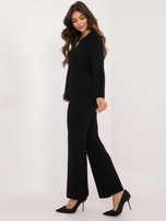 Czarny sweterkowy komplet ze spodniami