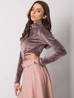 Beige Samtbluse mit Rollkragen Millau.