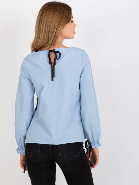 Hurt Jasnoniebieska bawełniana bluzka wizytowa z koronką