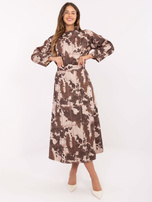 Khaki-jasnobeżowa zamszowa spódnica z printem