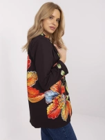 Czarna damska marynarka z kwiatowym nadrukiem