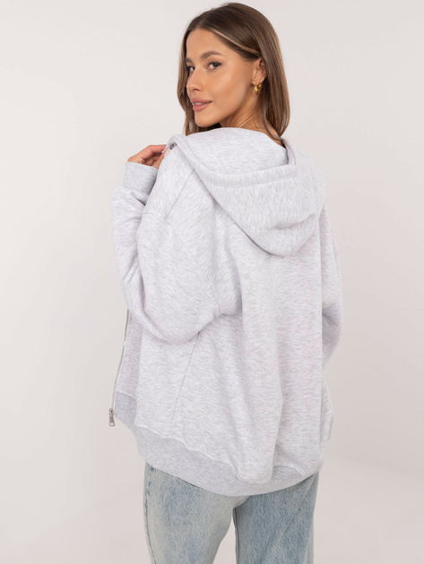 Jasnoszara melanżowa bluza basic z ociepleniem