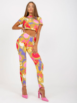 Hurtownia online Różowy wzorzysty komplet casualowy z topem 