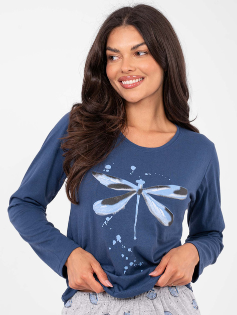 Ciemnoniebieska dwuczęściowa piżama z bawełny