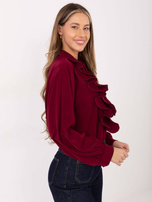 Burgundowa koszula z wiązaniem przy dekolcie 