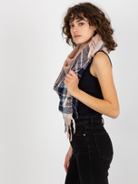 Hurtownia Jasnoróżowy damski szal we wzór kraty