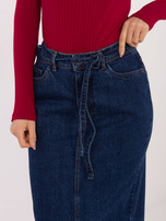 Granatowa jeansowa spódnica z paskiem SUBLEVEL