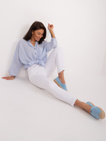 Hurtownia Białe gładkie spodnie jeansowe damskie